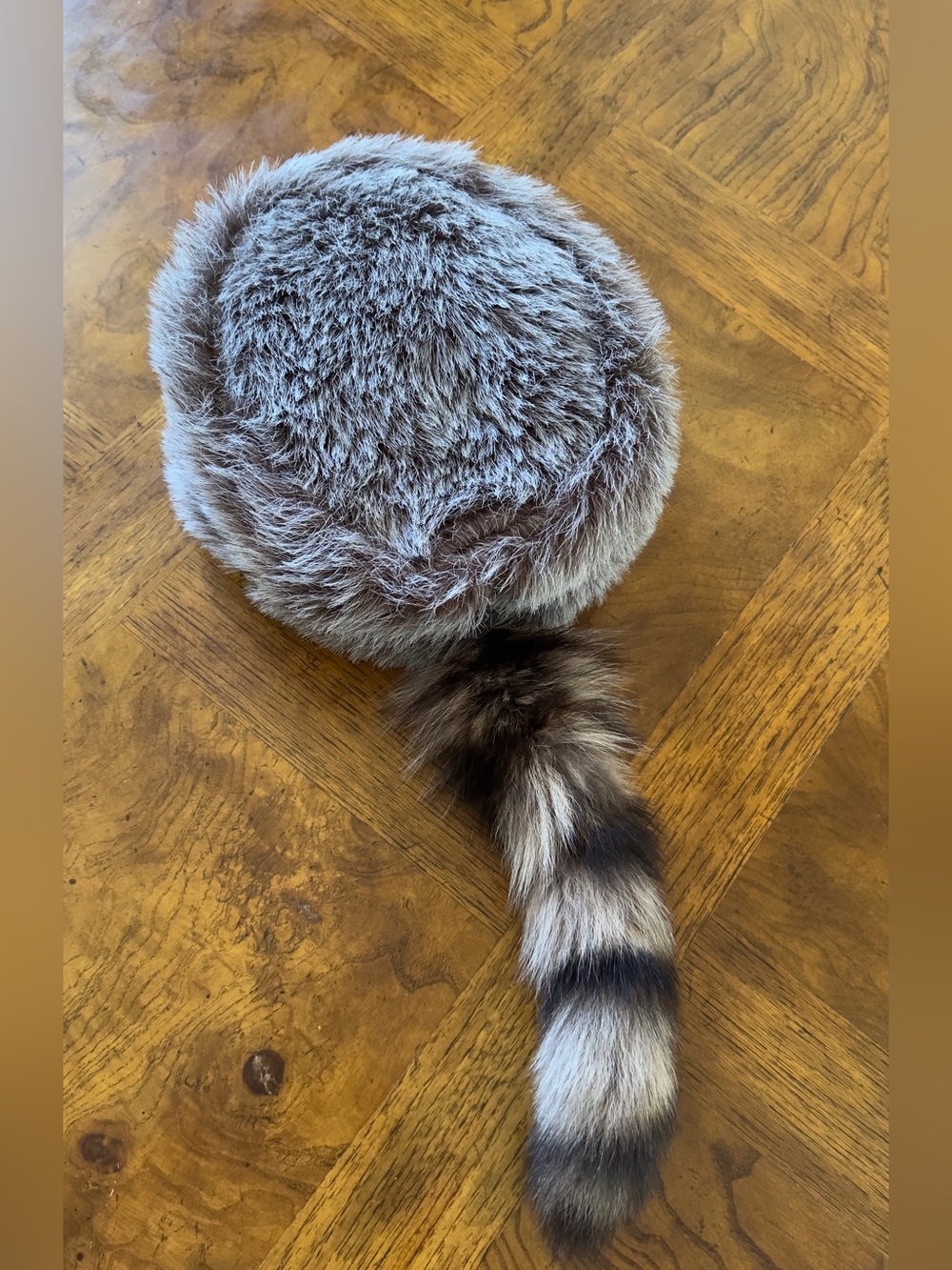 Vintage Coon Skin Cap Davy Crockett Hat Fur Cap Fur Tail Racoon